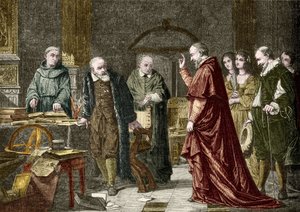 Niewola Galileo Galilei dit Galilee, włoski astronom (1564-1642), grawerowanie po malarstwie Charlesa Mullera autorstwa Charles Louis Lucien (after) Muller