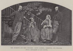 Pani Rossetti i jej dzieci Dante Gabriel, Christina i William (zdjęcie czarno-białe) autorstwa Charles Lutwidge Dodgson