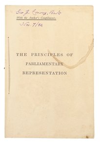 Strona tytułowa „Zasad reprezentacji parlamentarnej” autorstwa Charles Lutwidge Dodgson