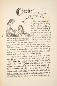 Alicja z siostrą, ilustracja z filmu Alice Adventures Under Ground, wyd. 1886 (faksymile) autorstwa Charles Lutwidge Dodgson