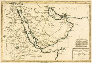 Arabia, Zatoka Perska i Morze Czerwone, z Egiptem, Nubią i Abisynią, z "Atlas de Toutes les Parties Connues du Globe Terrestre" Guillaume Raynal (1713-96) opublikowanego w Genewie w 1780 r. (kolorowany)