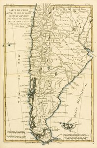 Chile, od południa Peru do Przylądka Horn, z „Atlas de Toutes les Parties Connues du Globe Terrestre” Guillaume Raynal (1713-96) opublikowane w Genewie, 1780 autorstwa Charles Marie Rigobert Bonne