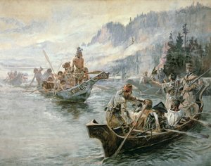 Lewis i Clark na rzece Lower Columbia autorstwa Charles Marion Russell