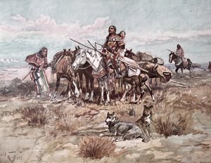 Rdzenni Amerykanie na równinach przeprowadzka obozu autorstwa Charles Marion Russell