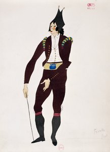 Kostium dla postaci Fiorello z Cyrulika sewilskiego Gioacchino Rossiniego, szkic Charlesa Martina (1884-1934)