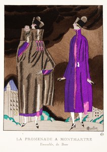La Promenade a Montmartre, z kolekcji Fashion Plates, 1920 (odbitka w pochoirze) autorstwa Charles Martin