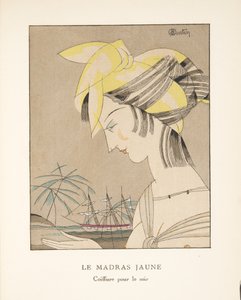 Le Madras Jaune, z kolekcji Fashion Plates, 1920 (odbitka w pochoirze) autorstwa Charles Martin