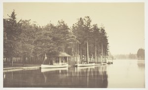 Bez tytułu, ok. 1850. [Łódź na jeziorze w Bois de Boulogne, park w Paryżu]. autorstwa Charles Marville