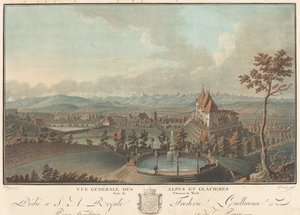 Ogólny widok na Alpy i lodowce autorstwa Charles Melchior Descourtis