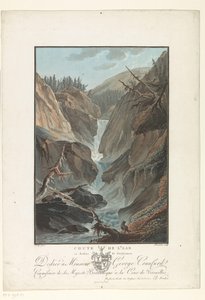 Waterval z rzeki Aare Upadek Aare nad Gutdannen (tytuł na obiekcie) Niezwykłe widoki na góry Szwajcarii (tytuł serii) autorstwa Charles Melchior Descourtis