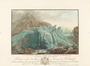 Lutschinen wyłaniający się z lodowca Lower Grindelwald autorstwa Charles Melchior Descourtis after Caspar Wolf