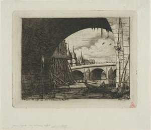 Łuk Pont Notre-Dame, Paryż autorstwa Charles Meryon