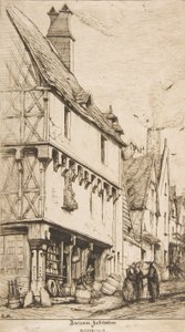 Stary dom lub dom muzyka, Bourges, 1860. autorstwa Charles Meryon