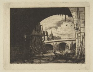 Łuk, Pont Nôtre-Dame, Paryż, z cyklu „Akwaforty Paryża”