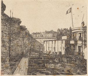 Zakład zimnej łaźni Chevrier, czasami nazywany „łaźnią szkolną”) autorstwa Charles Meryon