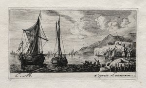 Calais - Łodzie do spłukiwania, 1850. autorstwa Charles Meryon