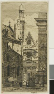 Kościół St. Etienne du Mont, Paryż autorstwa Charles Meryon