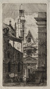 Akwaforty Paryża: Kościół św. Stefana z Góry, 1852. autorstwa Charles Meryon