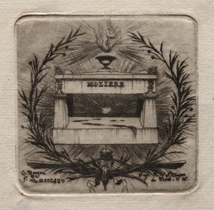 Akwaforty Paryża: Grób Moliera na cmentarzu Pere Lachaise autorstwa Charles Meryon