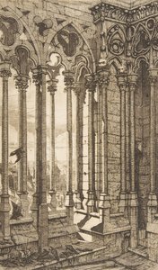 Galeria, Katedra Notre-Dame, Paryż, 1853. autorstwa Charles Meryon