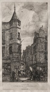 Dom z wieżyczką, ul. 22 Szkoły Medycznej, 1861 r. autorstwa Charles Meryon
