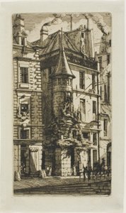 Dom z wieżyczką, rue de la Tixéranderie autorstwa Charles Meryon