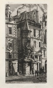 Dom z wieżyczką, rue de la Tixéranderie, Paryż, 1852 r. autorstwa Charles Meryon