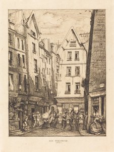 Rue Pirouette w Les Halles, Paryż (Ulica Piruet, w pobliżu rynków, Paryż) autorstwa Charles Meryon