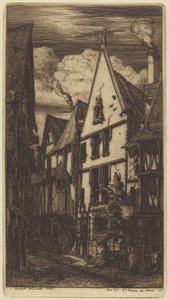 Ulica Rue des Toiles w Bourges autorstwa Charles Meryon