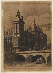 Wieża zegarowa – 1852 r. autorstwa Charles Meryon