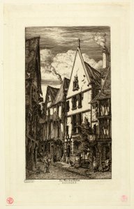Rue des Toiles, Bourges autorstwa Charles Meryon