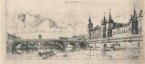 Le Pont-Au-Change 2. stan, 6 18 x 13 116 cali, 1854, 1927 autorstwa Charles Meryon