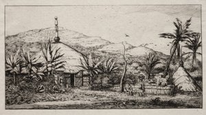 Nowa Kaledonia: Duża chata tubylców na drodze z Balade do Puebo, 1845 autorstwa Charles Meryon