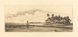 Oceania, wyspy w Uvea (Wallis); Peche aux palmes, 1845 (Oceania: Fishing, Near Islands with Palms in the Uea or Wallis Group) autorstwa Charles Meryon