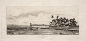 Oceania: Łowienie w pobliżu wysp z palmami w grupie Uea lub Wallis, 1845 autorstwa Charles Meryon