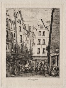 Ulica Piruette, w pobliżu rynków, Paryż autorstwa Charles Meryon