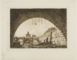 Pont-Neuf i Samarytanka widziane spod pierwszego łuku Pont-au-Change, Paryż autorstwa Charles Meryon