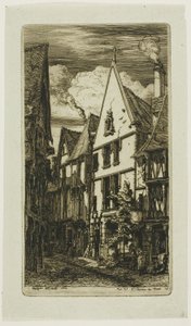 Rue des Toiles, Bourges autorstwa Charles Meryon