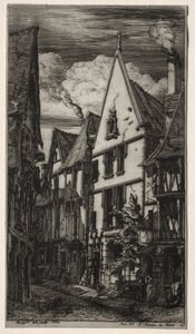 Rue des Toiles, Bourges autorstwa Charles Meryon