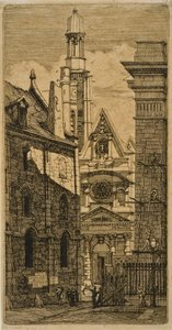 St. Etienne-du-Mont, Paryż, z Eaux-forts sur Paris autorstwa Charles Meryon