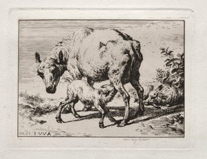 Macocha z dwoma owcami, 1850. autorstwa Charles Meryon