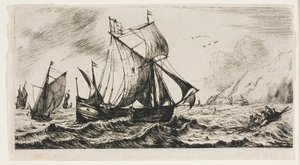 Galiota Jeana de Vyl z Rotterdamu autorstwa Charles Meryon