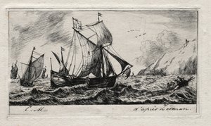 Galliot Jeana de Vyl z Rotterdamu, 1850. autorstwa Charles Meryon