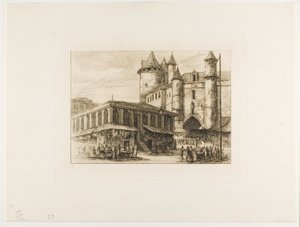 Wielki Châtelet, Paryż, ok. 1930 r. 1780, po wcześniejszym rysunku autorstwa Charles Meryon