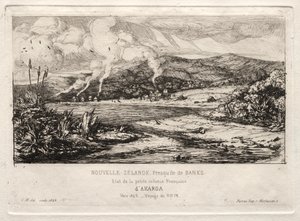 Mała francuska kolonia w Akaroa, 1845 autorstwa Charles Meryon