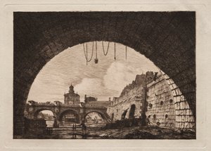 Nowy Most i Samarytanin widziane spod Pierwszego Łuku..., 1855. autorstwa Charles Meryon