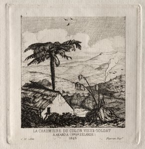 Chata starego żołnierza osadnika w Akaroa, 1845 autorstwa Charles Meryon