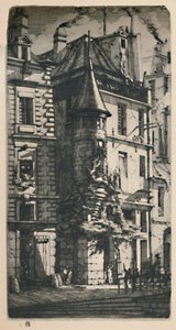 Wieżyczka przy ulicy Tixéranderie 2nd State, 9 34 x 5 316 cali, 1852, 1927 autorstwa Charles Meryon
