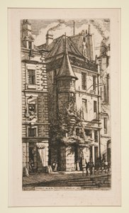 Tourelle, Rue de la Tixeranderie (Dom z wieżyczką, rue de la Tixeranderie) autorstwa Charles Meryon