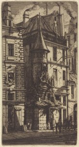 Wieżyczka przy Rue de la Tixéranderie, Paryż (Dom z Wieżyczką, Ulica Tkaczy, Paryż) autorstwa Charles Meryon